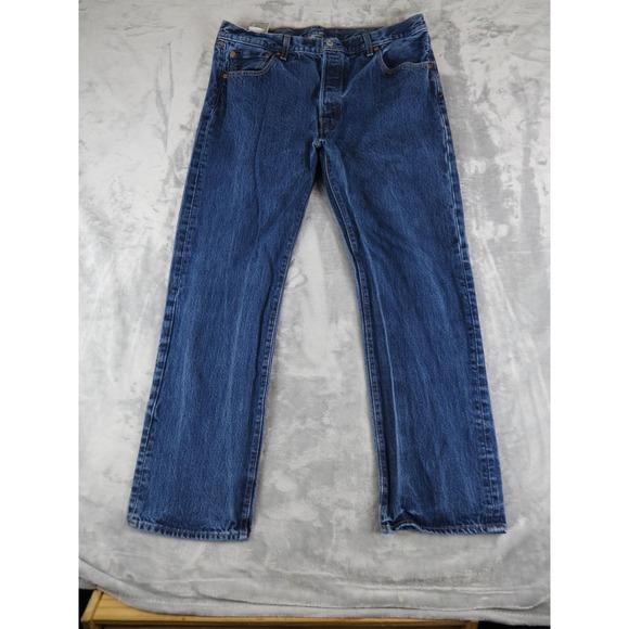 Levis 501 Jeans Mens 36x30 Blue Original Fit Straight Leg Button Fly Waterless - Picture 1 of 10